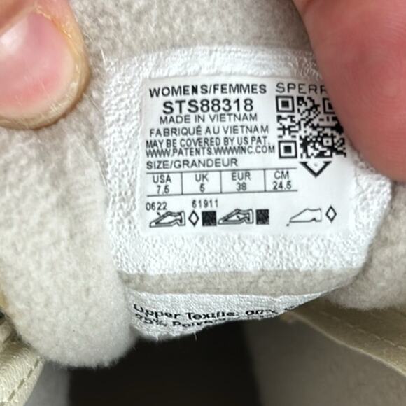 Sperry Women’s 7.5 Saltwater Cream Tan Buffalo Check Wool Ivory Duck Boots NEW - Picture 11 of 11